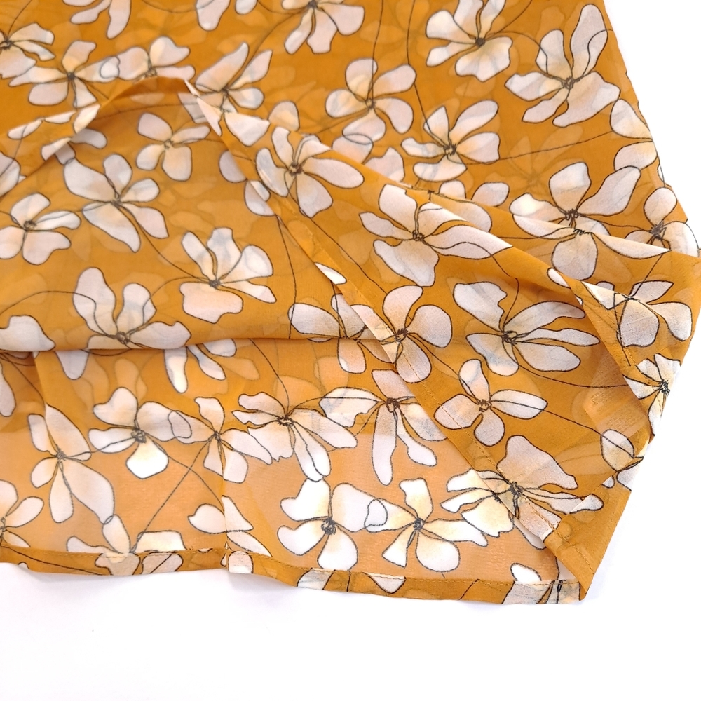 CAbi Thrive Floral Double Layer Chiffon Top Butterscotch Yellow V-Neck Flowy XL - Picture 4 of 8